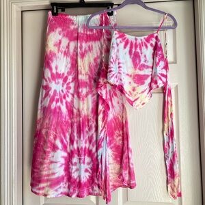 Young Fabulous and Broke tie dye crop top skirt matching outfit set